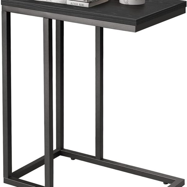 Star Work C Table - Couch Side Table That Slides Under for Living Room, Bedroom - Wide End Table for Sofa, Laptop, TV Tray (24"H x 19"W x 12"D, Black) - Engineered Wood