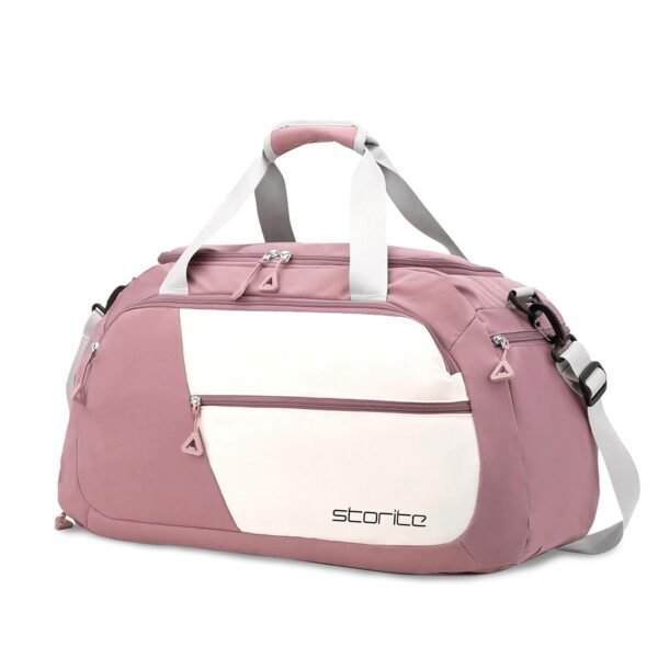 Storite Nylon 53 Cm Travel Duffle Bag for Women with Dry and Wet Pocket, Imported Multi Purpose Lightweight Waterproof Backpack Carry Luggage Bag with Shoe Compartment (Deep Pink, 53 x 23 x 24 cm)