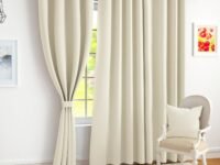 Story@Home 100% True Blackout Door Curtains 7 Feet Long Set of 2 | Plain Design | Room Darkening Curtain | Thermal Insulated Curtains for Living Room, Bedroom | (116 x 215 cm, Beige)