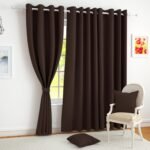 Story@Home 100% True Blackout Long Door Curtains 9 Feet Long Set of 2 | Solid Printed | Room Darkening | Thermal Insulated Curtains for Living Room | (116 x 275 cm, Dark Brown)