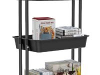 Swag BRUZZLINE 3-Tier Steel Kitchen Storage Trolley Rack with Caster Wheels Rolling Cart Metal Utility Space Saving Home Storage Organizer Racks and Self with Wheel (multicolour)