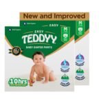 TEDDYY Easy Baby M Size Diaper Pant Style | 148 Count (Medium) | 7–12 kg (Pack of 2) | Long Protection Hours | Anti-Bacterial | Airy Breathable Fit | Rapid Soaker Channels with Wetness Indicator