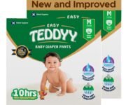 TEDDYY Easy Baby M Size Diaper Pant Style | 148 Count (Medium) | 7–12 kg (Pack of 2) | Long Protection Hours | Anti-Bacterial | Airy Breathable Fit | Rapid Soaker Channels with Wetness Indicator