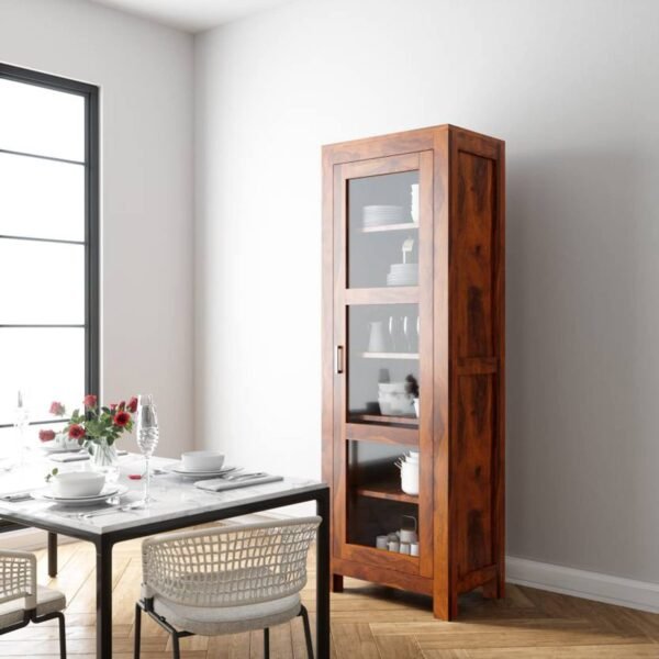 The Attic Victoria Kitchen Cabinet Multipurpose Cabinet for Bedroom Living Room Study bar, Solid Wood Bookshelf/Kitchen Cabinet, Honey Matte Finish