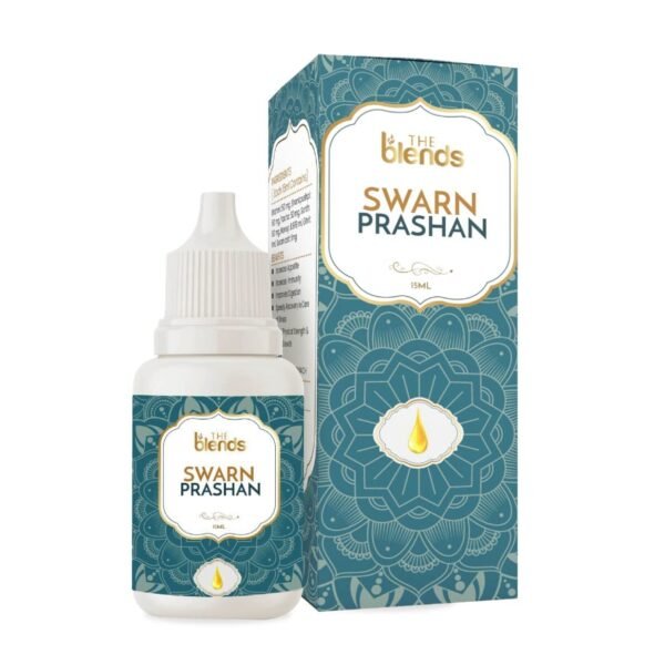The Blends Swarn Prashan Drop, Suvarn prashan for children immunity With 24k Gold Ash 120+ Drops Ayurvedic for Kids, Baby aged 0-16 years, Suvanraprashan Count 15 ML, Pack of 1 (Ayush Approved,)