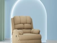 The Sleep Company Luxe Motorised Recliner Sofa | Recline, Rock, Revolve | Patented SmartGRID Technology | German Engineered Mechanism | 1 Seater - Superior Seat Comfort | Beige | Free Installation