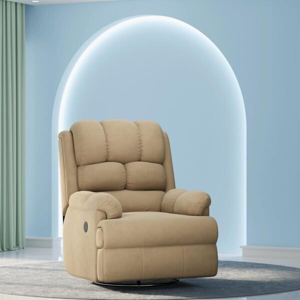 The Sleep Company Luxe Motorised Recliner Sofa | Recline, Rock, Revolve | Patented SmartGRID Technology | German Engineered Mechanism | 1 Seater - Superior Seat Comfort | Beige | Free Installation