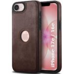 TheGiftKart for iPhone 16e / iPhone 17e Case, Leather Finish Back Cover, Shockproof Design, Raised Edges for Camera & Screen Protection, Stunning Minimalist Design Back Cover Case (Black, Brown)