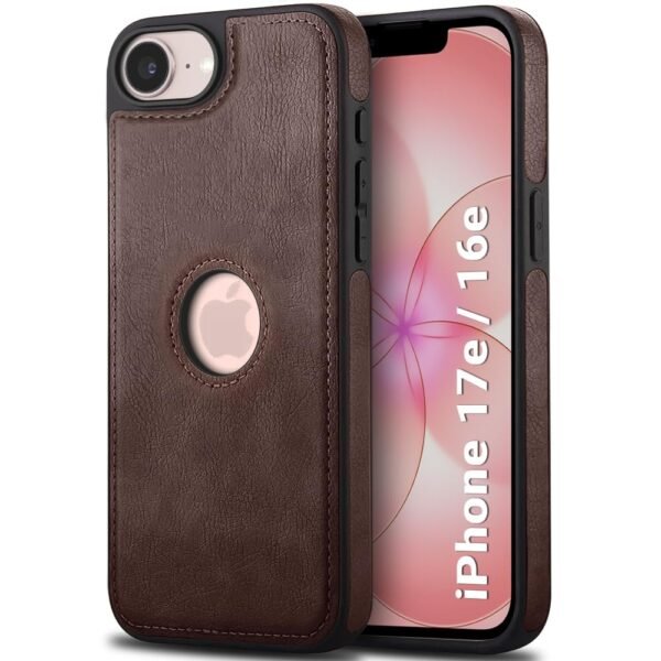 TheGiftKart for iPhone 16e / iPhone 17e Case, Leather Finish Back Cover, Shockproof Design, Raised Edges for Camera & Screen Protection, Stunning Minimalist Design Back Cover Case (Black, Brown)