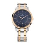 Titan Karishma Quartz Analog With Date Blue Dial Two Toned Silver & Rose Gold Stainless Steel Strap Watch for Men - NT1825KM01