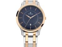 Titan Karishma Quartz Analog With Date Blue Dial Two Toned Silver & Rose Gold Stainless Steel Strap Watch for Men - NT1825KM01