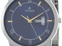 Titan Karishma Quartz Analog with Day and Date Midnight Blue Dial Silver Stainless Steel Strap Watch for Men - NT1774SM01