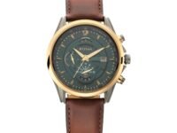 Titan Maritime Pro Quartz Chronograph Lateen Sail Green Dial Brown Leather Strap Watch for Men - NT1830KL02