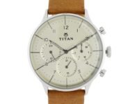 Titan On Trend Quartz Multifunction Beige Dial Tan Leather Strap Watch for Men - NT90102SL01
