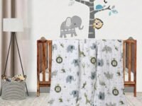 Trance Home Linen Pure Cotton Reversible Dohar Toddler Size|Ac Quilt for Babies|Infants-New Born Blanket|Soft Light-Weight Bed Blanket 0-4 Years Kids(140Cm X 100Cm-Green Giraffe),tc-200