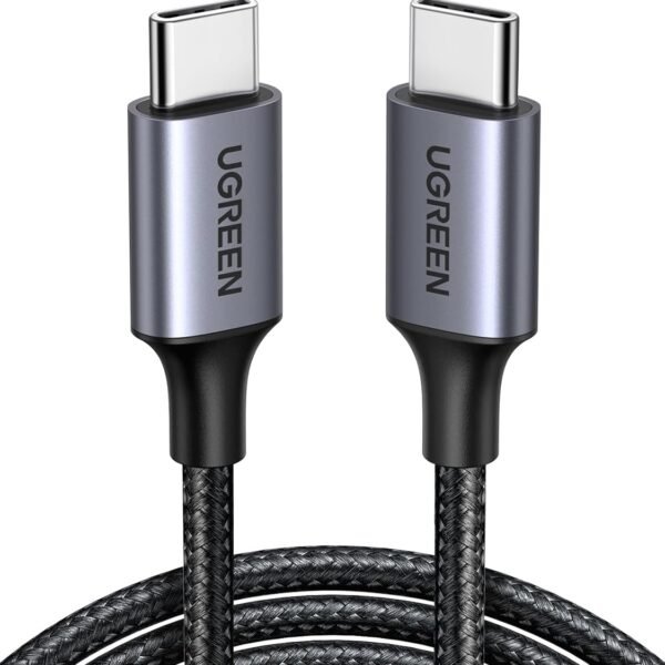 UGREEN 60W USB C to USB C Charger Cable, Type C PD Fast Charging Braided Cord, Compatible with iPhone 16 Pro Max/15, Galaxy S24 S23, MacBook Pro, iPad Pro 2024, Pixel9, Chromebook, Switch, 0.5M