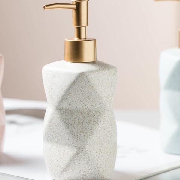 UMAI Liquid Soap Dispenser | Stoneware | Bathroom Sanitizer, Lotion, Shampoo Dispenser | Ceramic Handwash Bottle for Kitchen | Soap Dispenser for Wash Basin | Bathroom Accessories | 300ml (White)