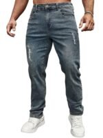 URBAN POCKETS Jeans for Men | Distressed Denim Pants with Slim Tapered Fit & Washed Look (Comfort-Tarry-U06-U07)