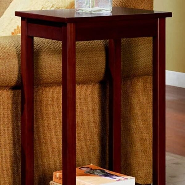 Umark Tall End Table | Long Table with Lower Self | Sheesham Wood Table for Home Decor | Natural Brown Finish