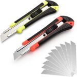 Umi. Multicolor Plastic Body Auto Lock Paper Cutter Blade For Office/Home/School Purpose (Pack Of 2, 18 Mm Cutter With Rubbered Handle)