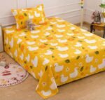 VAS COLLECTIONS Printed Single Bedsheet 180 TC Microfiber | Soft & Lightweight Bed Sheet with 1 Pillow Cover | Cute Printed Design for Kids & Couples | Size 60 x 90 Inches (Kid_Duck_Print)
