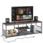 VECELO TV Stand with Power Outlets for Televisions up to 65Inch, 55" Media Entertainment Center with Charging Station 3-Tier Open Storage Shelves with Metal Frame for Living Room/Bedroom，Brown