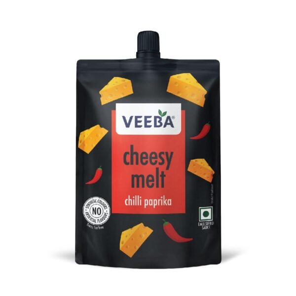 VEEBA Cheesy Melt Chilli Paprika | Cheesy Spread & Dressing | No Synthetic Colors| No Artificial Flavours|Trans Fat-Free - Cheese, 200 gram