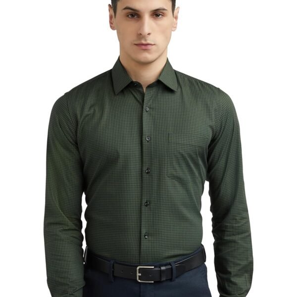 Van Heusen Formal Micro Checkered Shirt for Men| Premium Cotton| Full Sleeves| Slim Fit |Breathable Fabric