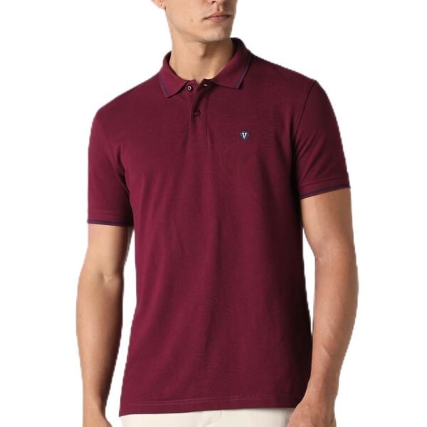Van Heusen Men's Cotton Solid Regular Fit Collar Polo T-Shirt