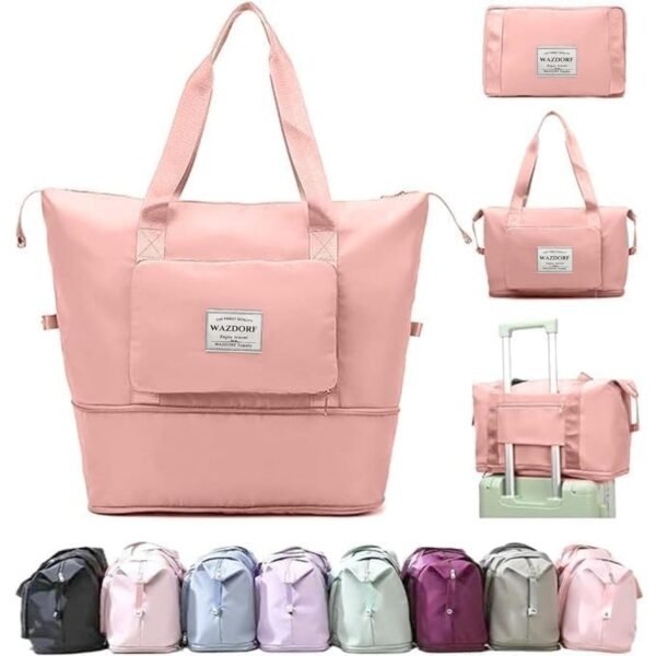 Wazdorf 41 Liter Expandable Travel Bags for Women, Duffle Bags for Women Luggage, Foldable Vanity Traveling Bag, Waterproof Hand Bag for Ladies Personal Items