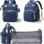 Winnies Diaper Bag with Changing Station & Foldable Bassinet Diaper Backpack for Mom Travel Waterproof with Insulated Bottle Pockets Newborn Baby Bag for Hospital Bag for Delivery Women