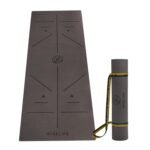 WiseLife TRUE Body Alignment Yoga Mat + Sleek Yoga Strap for Men and Women | Non-Slip Textured Extra Wide & Thick | Pro Balance ECO TPE Exercise Mat For Home, Pilates, Gym & Fitness (6mm, Grey)