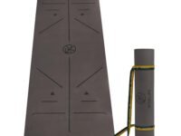 WiseLife TRUE Body Alignment Yoga Mat + Sleek Yoga Strap for Men and Women | Non-Slip Textured Extra Wide & Thick | Pro Balance ECO TPE Exercise Mat For Home, Pilates, Gym & Fitness (6mm, Grey)