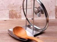 Zollyss Spoon Rest and Pot Lid Holder, Stainless Steel Pan Pot Cover Lid Rack Shelf Stand Holder Spoon Holder Utensil Rest Stove Organizer Storage Soup Spoon Rests Kitchen Tool