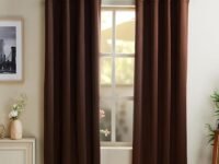 amazon basics - Room Darkening Blackout Window Curtains, 100% Room Darkening | 5 Feet |Set of 2| Plain Design | for Living Room and Bedroom | 115cmx150cm, Color- Coffee