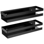 iSTAR Metal Multi-Purpose Black Wall Mount Small Floating Shelf Wall Mounted Storage Shelves for Kitchen, Bathroom, Bedroom, Office (Pack of 2)