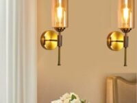 kinis Luster American Style Wall Sconces, Bedside Wall Lamp Wall Mount Light with Bell Head Metal Shade for Living Room Bedside Bedroom Indoor Doorway, Gold (Pack of 2, Without Bulb)