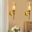 kinis Luster American Style Wall Sconces, Bedside Wall Lamp Wall Mount Light with Bell Head Metal Shade for Living Room Bedside Bedroom Indoor Doorway, Gold (Pack of 2, Without Bulb)