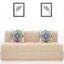 uberlyfe 3 Seater Sofa Cum Bed | Jute Fabric Washable Cover | 2 Cushions Blue Medallion Pattern | Beige | 5' X 6' Feet