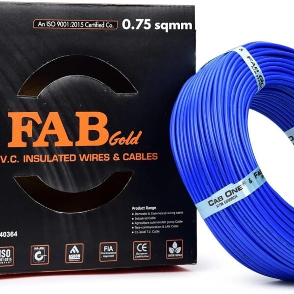 0.75 sqmm Single Core Copper Electrical Wire, 90 Meter (Blue) | Heat Resistant & Flame Retardant (FR) | Lead-Free LSH House Wire for Home & Industrial Use