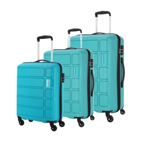 Kamiliant American Tourister Harrier|Trolley Bag Set of 3 (55+68+79cms) for Travel| Hard Case Polypropylene (PP) Suitcase|360° 4-Wheel Spinner Luggage Trolley|Combination Lock|Coral Blue
