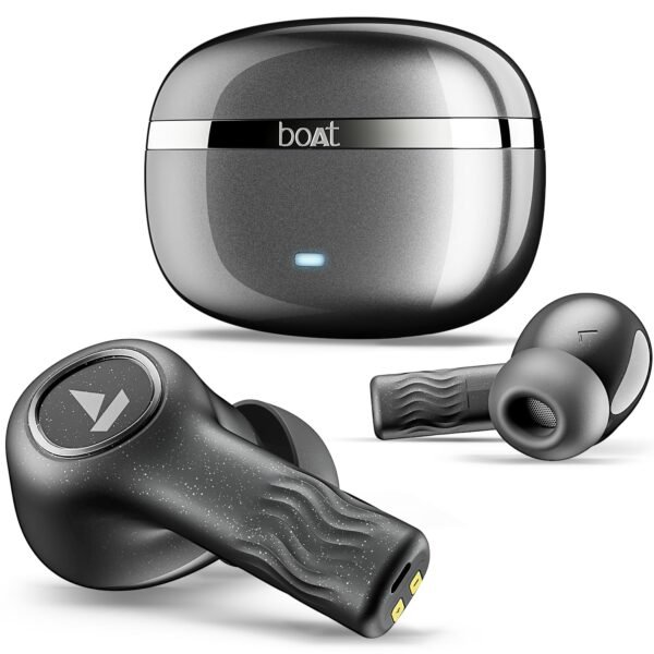 Boat Nirvana Ion ANC, Active Noise Cancellation(~32dB), 120Hrs Battery, App Support, Crystal Bionic Sound, 4Mics ENx, v5.3 Bluetooth TWS in Ear Earbuds Wireless Earphones with mic (Crystal Black)