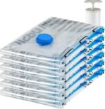 amazon basics Vacuum Compression Storage Bags with Hand Pump - Jumbo, 6-Pack, Plastic, Transparent