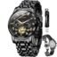 OLEVS Mens Chronograph Watch Gold Silver Stainless Steel Chain Quartz Wrist Watches Business Dress Waterproof Luminous Date Watch