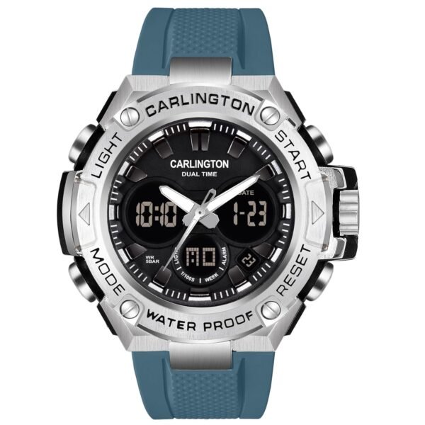 Carlington Resin Analog-Digital Sports Watch Chronograph,Dual Time,Alarm,Stopwatch,Water-Resistant,Shock-Resistant,Back Light Display- The Perfect Watch for Men&Boys-CT 9107 Series