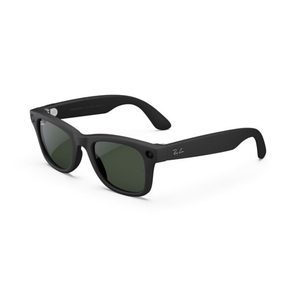 Ray-Ban Meta (Gen 1), Wayfarer, Matte Black | Smart AI Glasses for Men, Women. 12 MP Ultra-Wide Camera, Open-Ear Speakers for Audio, Video Recording & Bluetooth. Transitions® Graphite Green Lenses.