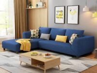 Casaliving Minta LHS 4 Seater L Shape Sofa Set for Living Room (Blue Premium Colour Fabric)