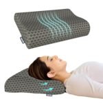 CareFoam Memory Foam Cervical Neck Pillow | 2 Years Warranty | Pain Relief Sleep, Improves Posture Spinal Alignment, Neck Pain Relief | King 23 x 14 x 4.5 Inch | Black acquard Cover | Pack of 1