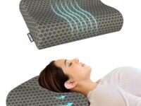 CareFoam Memory Foam Cervical Neck Pillow | 2 Years Warranty | Pain Relief Sleep, Improves Posture Spinal Alignment, Neck Pain Relief | King 23 x 14 x 4.5 Inch | Black acquard Cover | Pack of 1