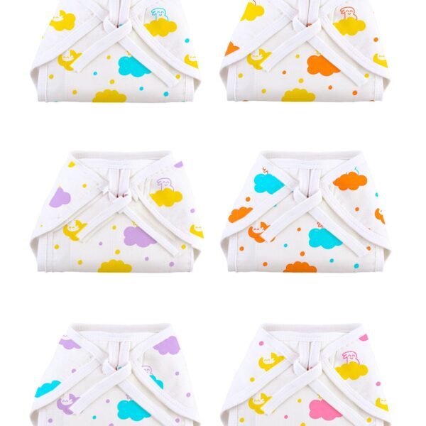 superbottoms Basic Langot Pack of 6 | New Born Baby Essentials | 100% Pure Cotton Double Layered Baby Langot, Extra Soft & Breathable Nappy For Baby Girl And Baby Boy, Fits Medium To Large, 0-9 Months